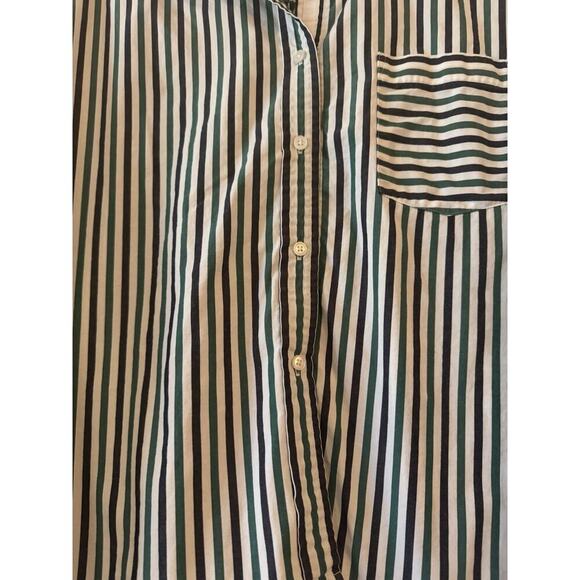 Women's J.Crew Trifecta Striped Oversized Shirt Blue Green Medium M - Picture 3 of 11
